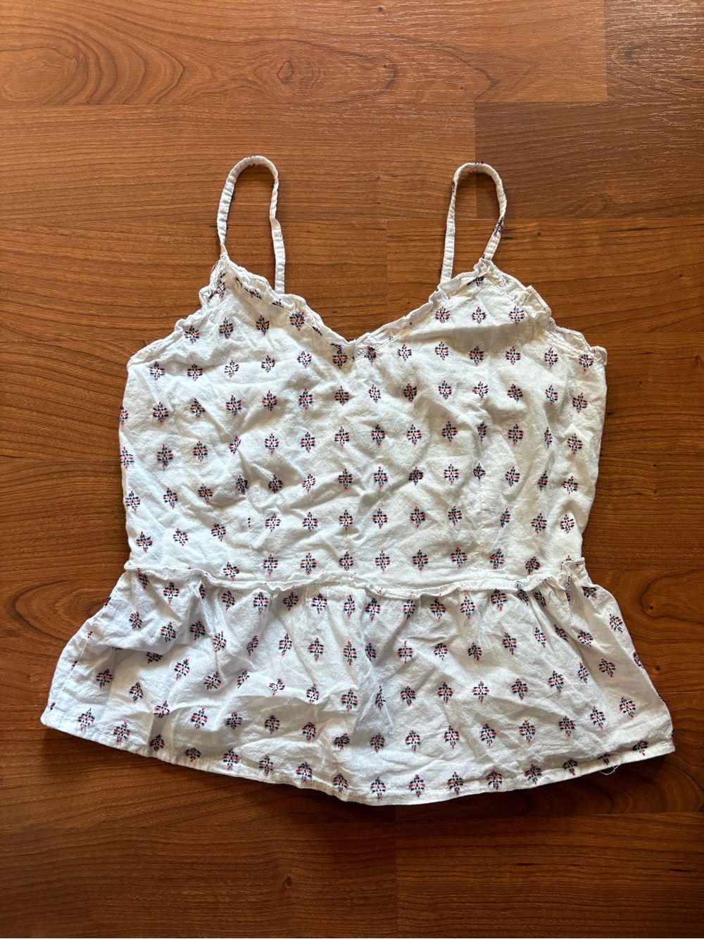 White Floral-Print Peplum Cami Tank Top